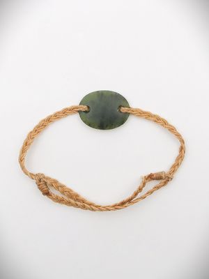Moko Pounamu Adjustable Bracelet NZ Genuine Kawakawa Greenstone 15679