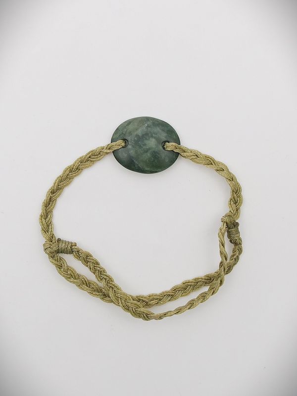 Moko Pounamu Adjustable Bracelet NZ Genuine Kawakawa Greenstone 15682