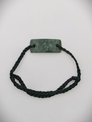 Moko Pounamu Adjustable Bracelet NZ Genuine Kawakawa Greenstone 15686