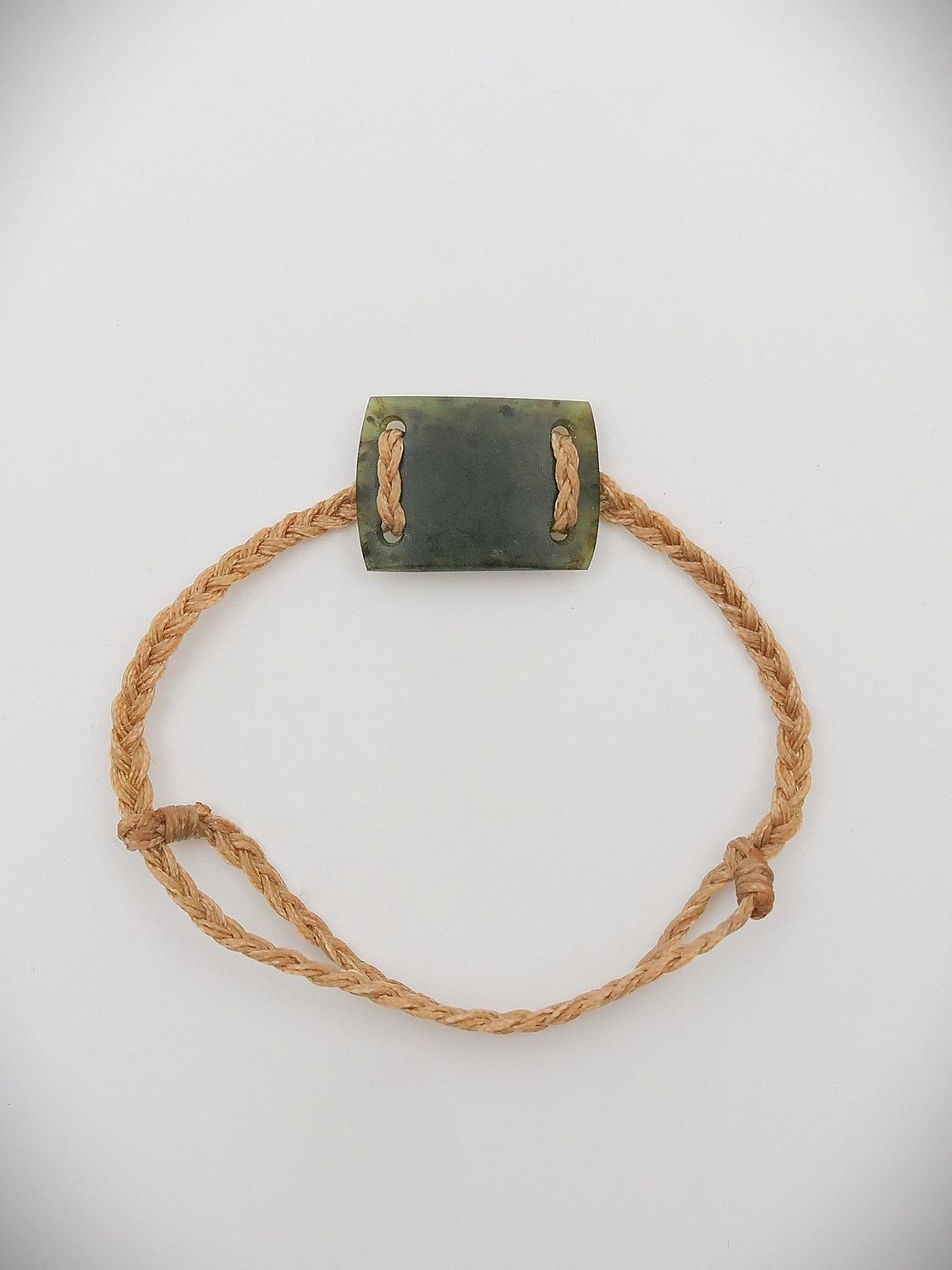 Moko Pounamu Adjustable Bracelet NZ Genuine Kawakawa Greenstone 15689