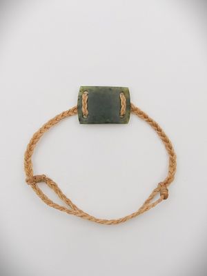 Moko Pounamu Adjustable Bracelet NZ Genuine Kawakawa Greenstone 15689