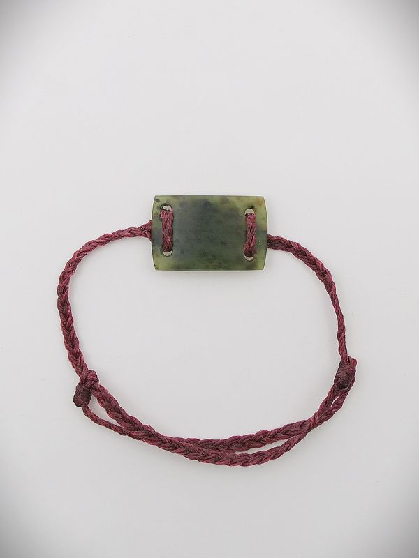 Moko Pounamu Adjustable Bracelet NZ Genuine Kawakawa Greenstone 15690