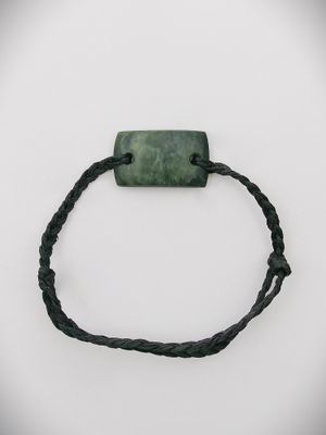 Moko Pounamu Adjustable Bracelet NZ Genuine Kawakawa Flower Greenstone 15692