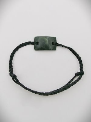 Moko Pounamu Adjustable Bracelet NZ Genuine Kawakawa Greenstone 15696