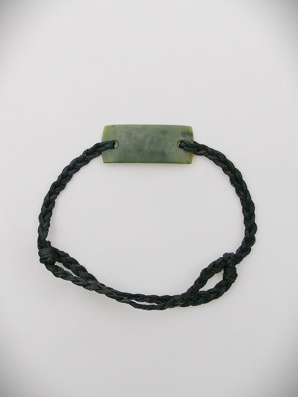 Moko Pounamu Adjustable Bracelet NZ Genuine Kawakawa Greenstone 15697
