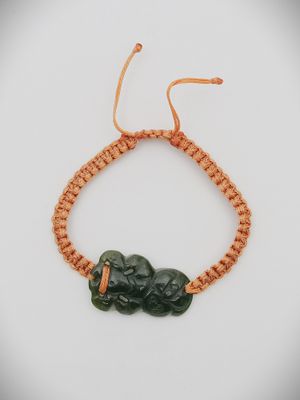 Moko Pounamu Hei Tiki Adjustable Bracelet NZ Genuine Kawakawa Greenstone - Tinui
