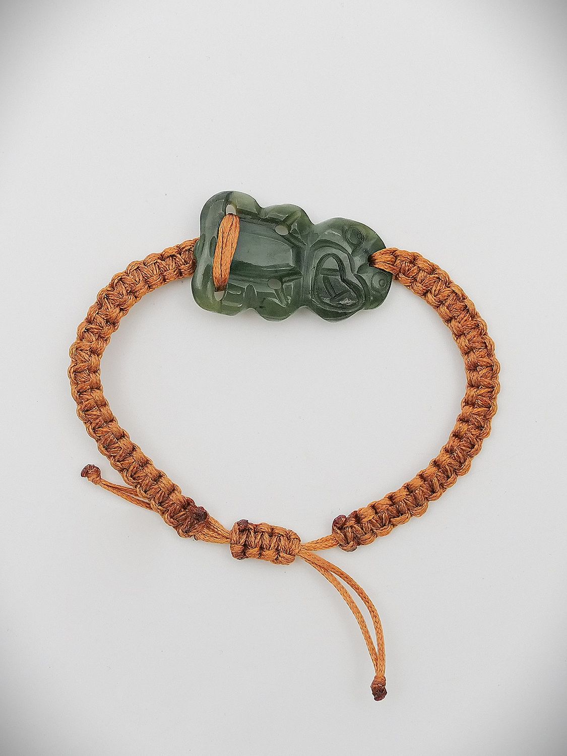 Moko Pounamu Hei Tiki Adjustable Bracelet NZ Genuine Kawakawa Greenstone - Kaitoke