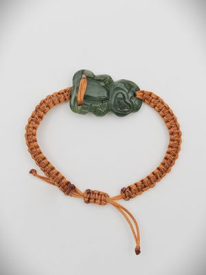 Moko Pounamu Hei Tiki Adjustable Bracelet NZ Genuine Kawakawa Greenstone - Kaitoke