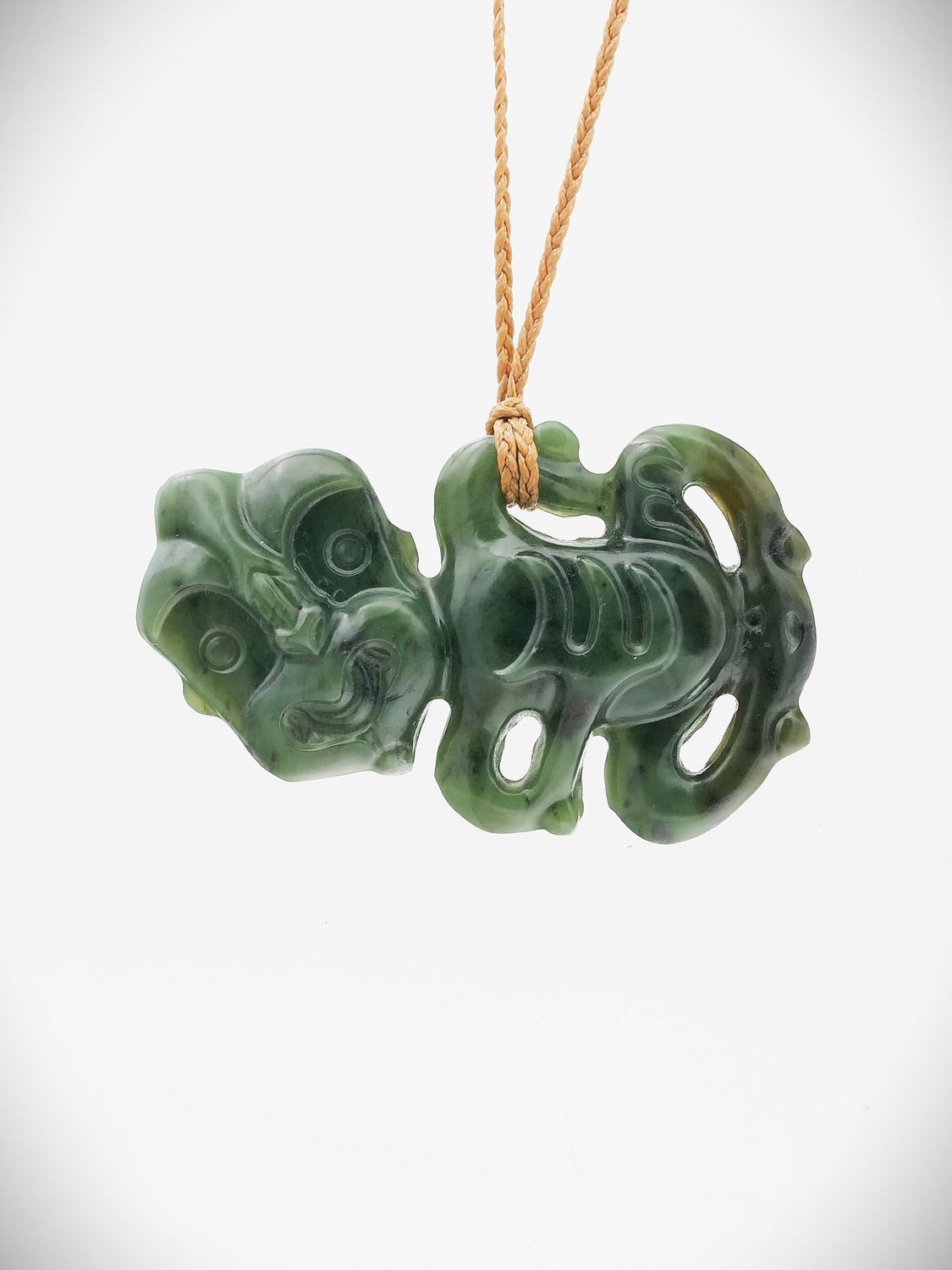 Moko Pounamu Hei Tiki NZ Genuine Kawakawa Greenstone - Pahua