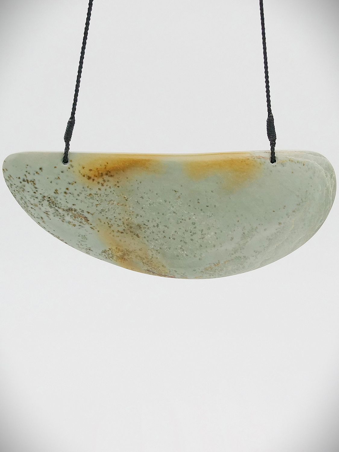 Moko Pounamu Kouma (Breastplate) NZ Genuine Kokopu Greenstone - Mitimiti