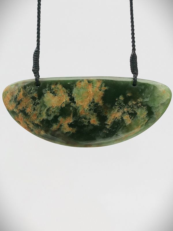 Moko Pounamu Kouma (Breastplate) NZ Genuine Marsden Flower Greenstone - Mataikona
