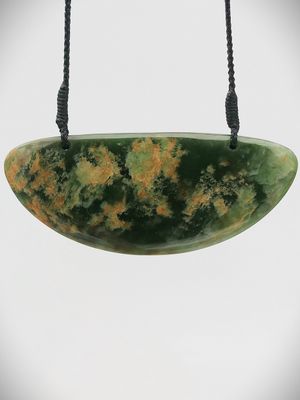 Moko Pounamu Kouma (Breastplate) NZ Genuine Marsden Flower Greenstone - Mataikona