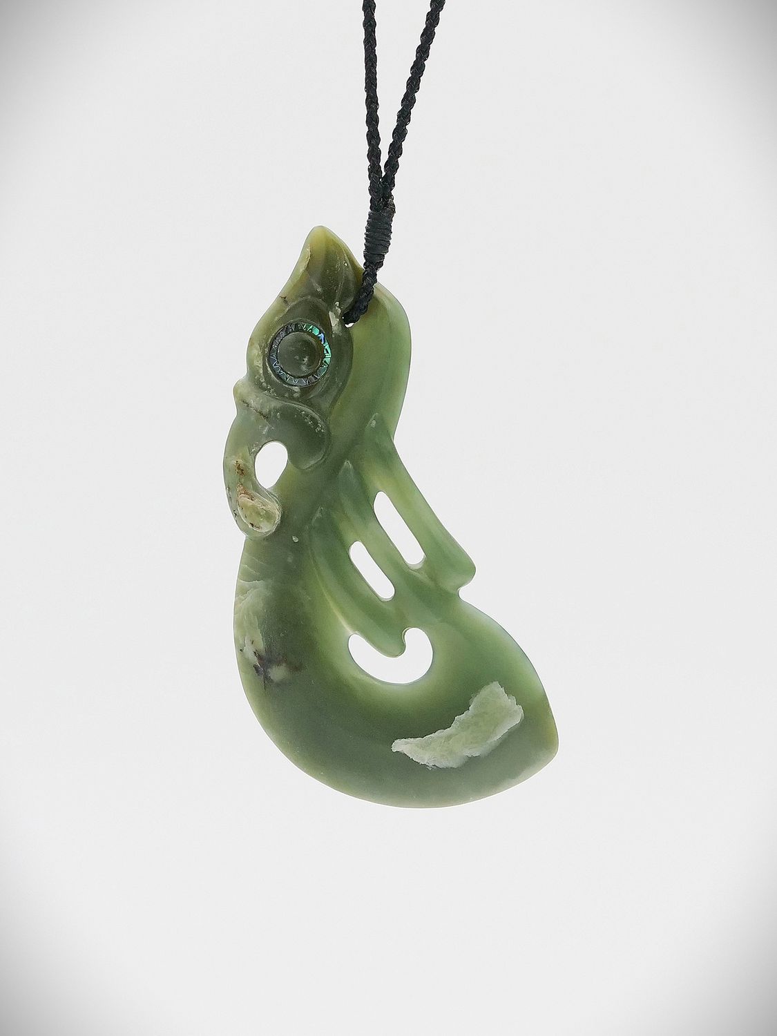 Moko Pounamu Manaia NZ Genuine Inanga Flower Greenstone - Pongaroa