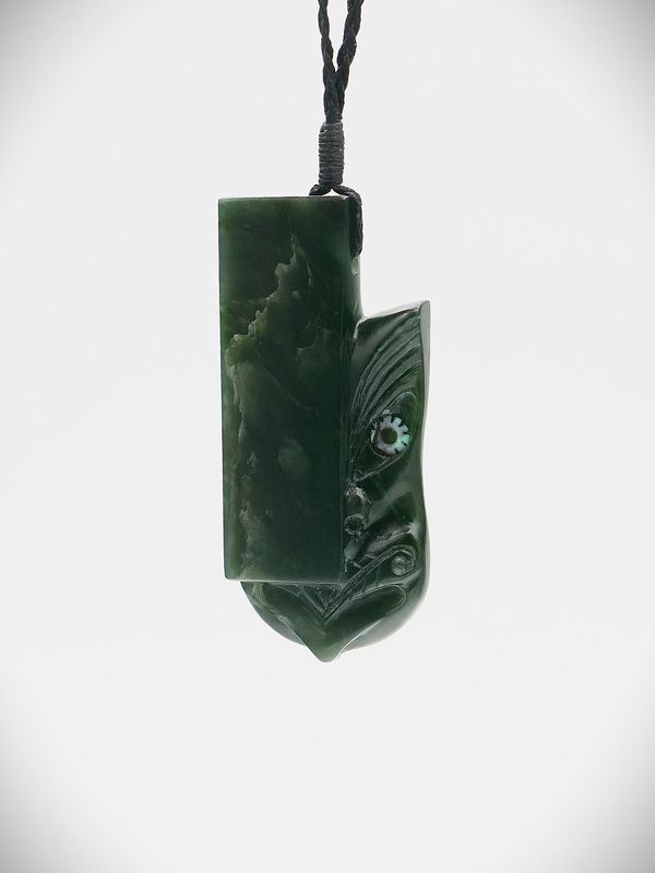Moko Pounamu Koruru NZ Genuine Kawakawa Greenstone - Akitio