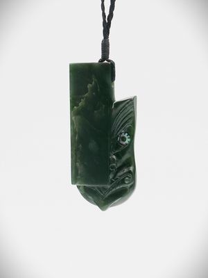 Moko Pounamu Koruru NZ Genuine Kawakawa Greenstone - Akitio
