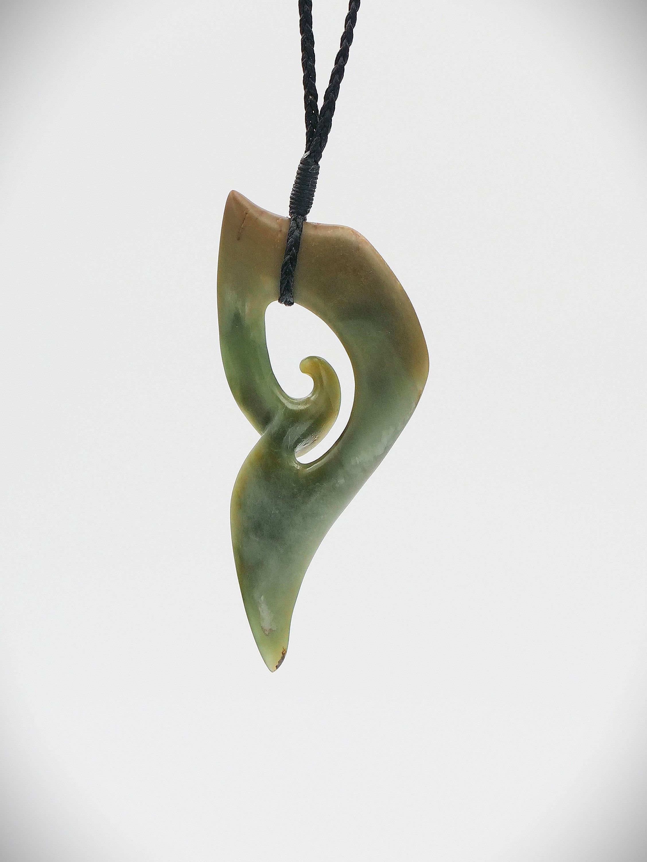 Moko Pounamu Contemporary Koru NZ Genuine Inanga Flower Greenstone - Takapau
