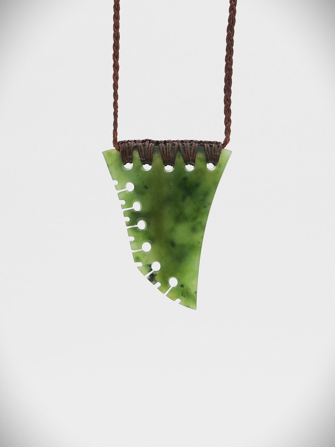 Moko Pounamu Notched Rei Niho (Tooth) NZ Genuine Kawakawa Greenstone - Maharakeke