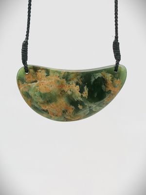 Moko Pounamu Kouma (Breastplate) NZ Genuine Marsden Flower Greenstone - Porangahau