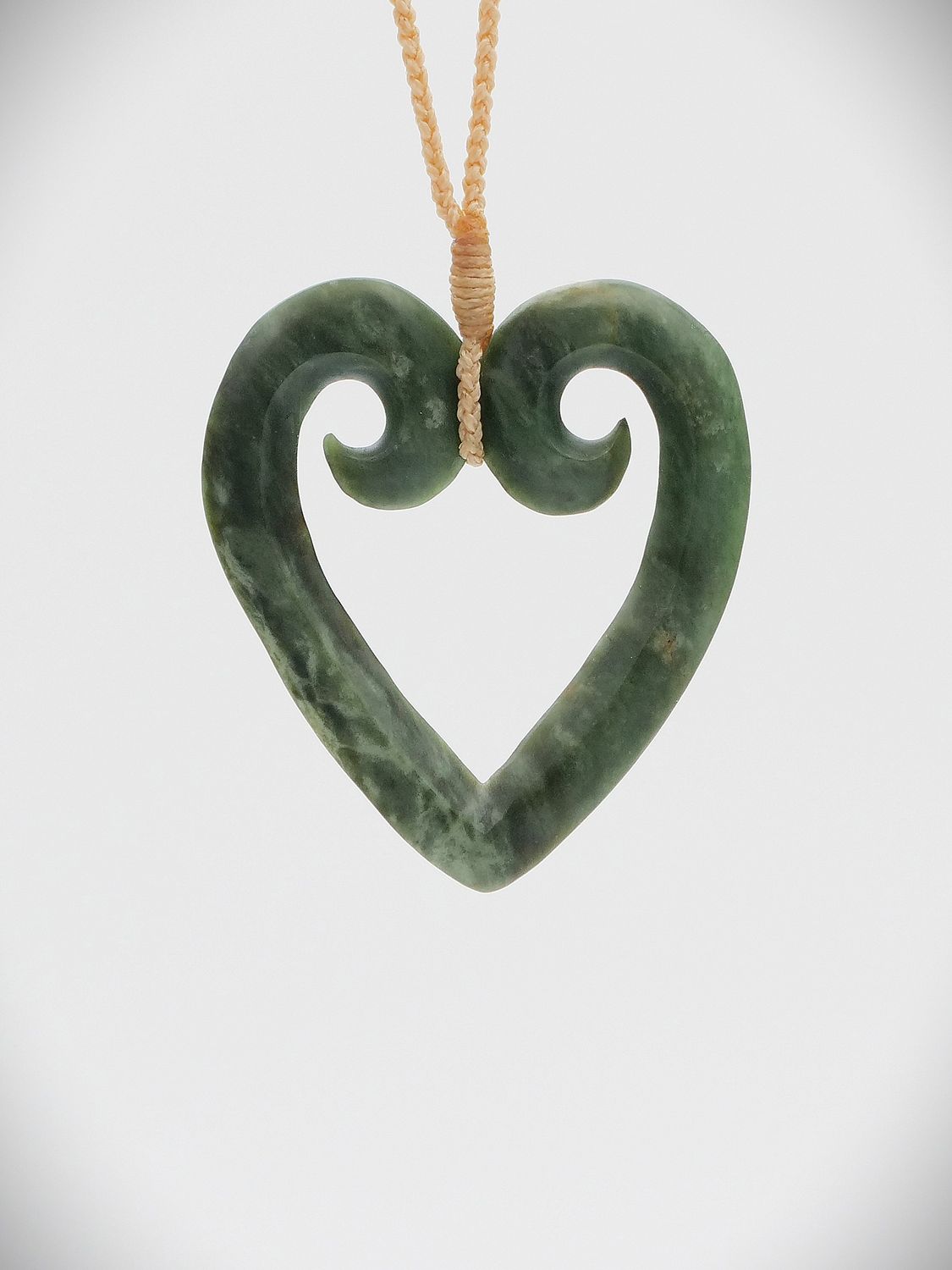 Moko Pounamu Heart NZ Genuine Kokopu Greenstone - Waihinau