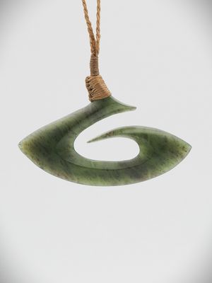 Moko Pounamu Hei Matau (Hook) NZ Genuine Totoweka Greenstone - Waipukurau