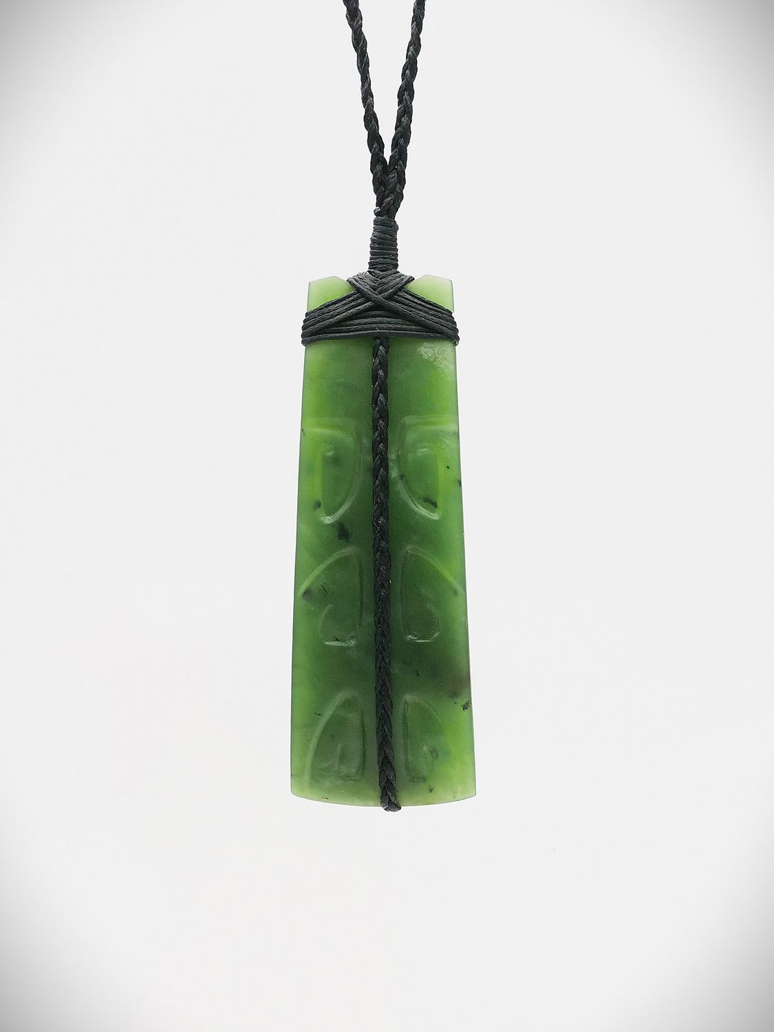 Moko Pounamu Curved Toki NZ Genuine Kahurangi Greenstone - Pukeora