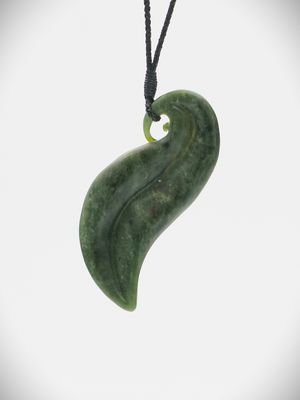 Moko Pounamu Artistic Leaf NZ Genuine Kawakawa Greenstone - Pakeke