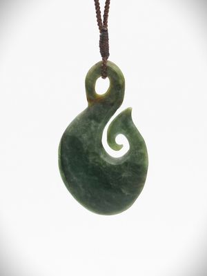 Moko Pounamu Hei Matau (Hook) NZ Genuine Raukaraka Greenstone - Ruataniwha