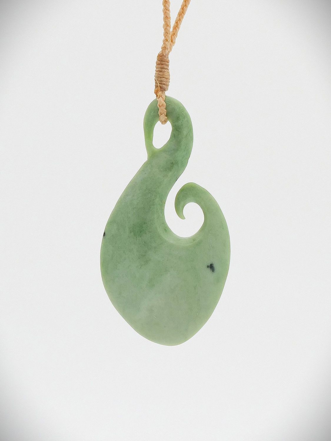 Moko Pounamu Hei Matau (Hook) NZ Genuine Auhunga Greenstone - Makaretu