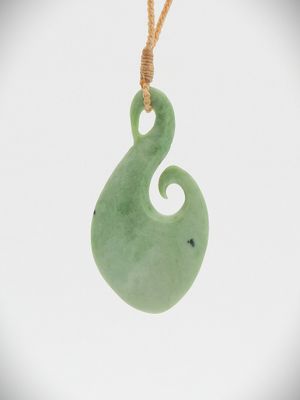 Moko Pounamu Hei Matau (Hook) NZ Genuine Auhunga Greenstone - Makaretu