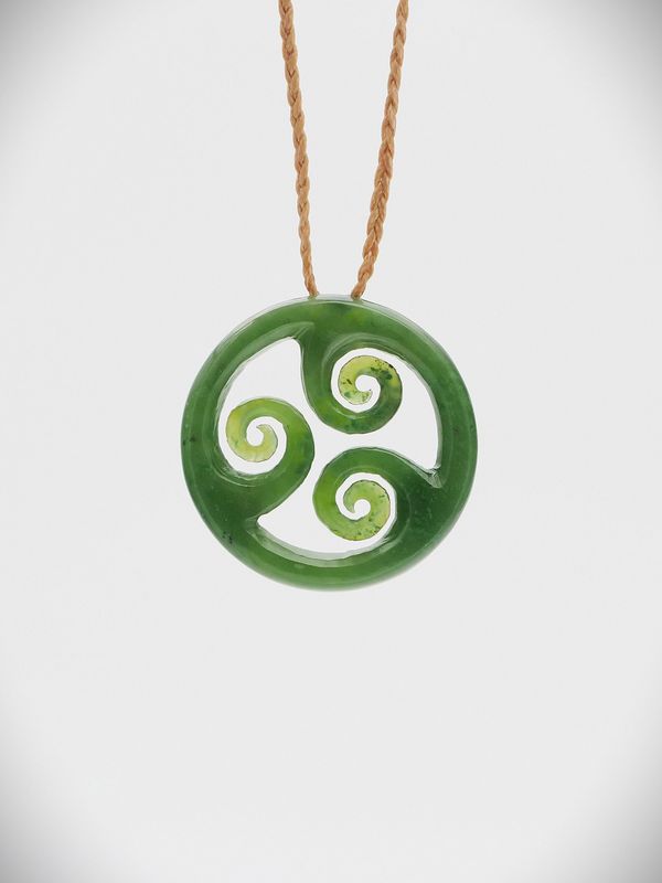 Moko Pounamu Porohita Koru NZ Genuine Kawakawa Greenstone - Otane
