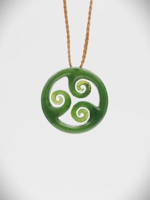 Moko Pounamu Porohita Koru NZ Genuine Kawakawa Greenstone - Otane