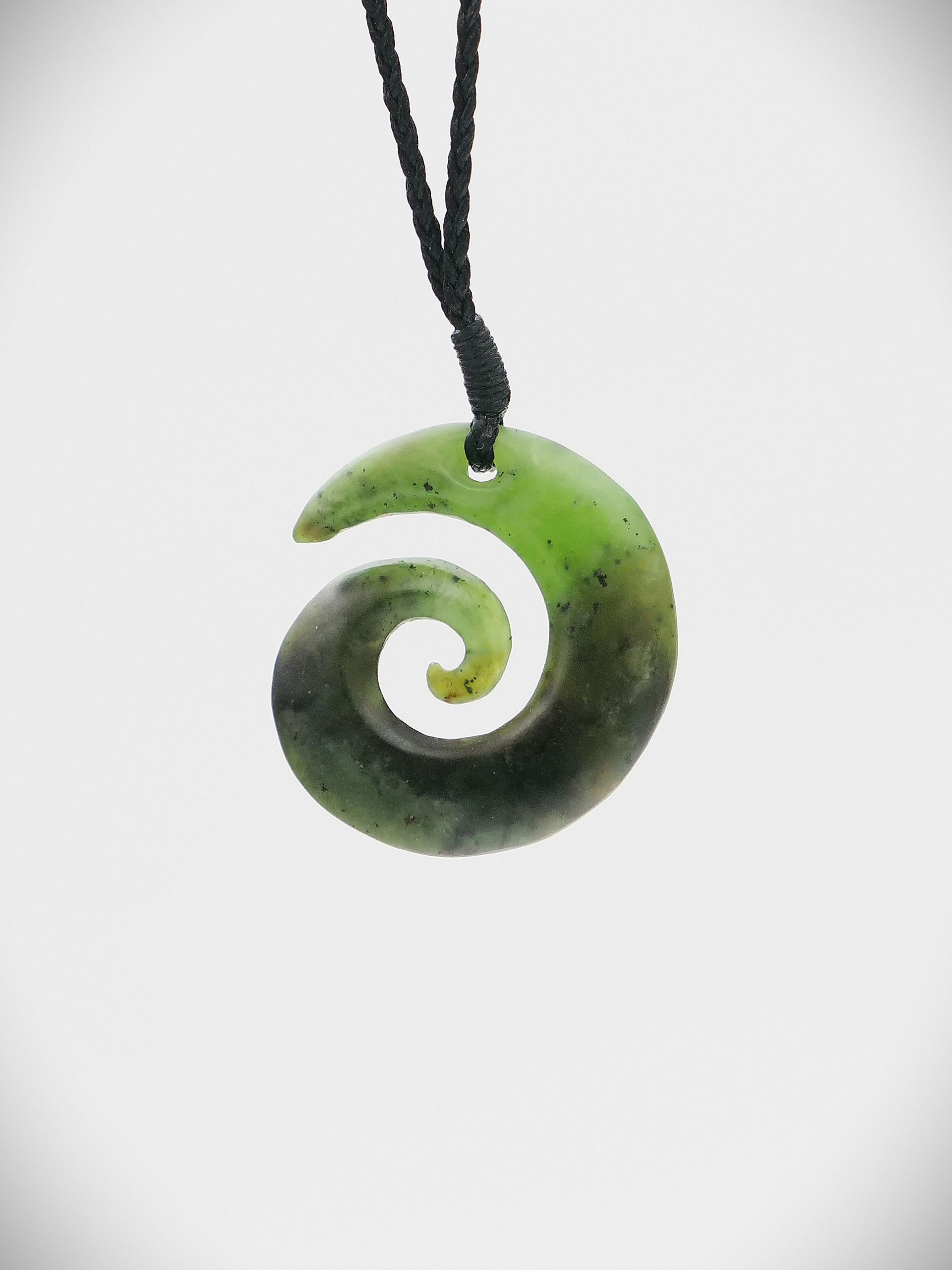 Moko Pounamu Koru NZ Genuine Kawakawa Flower Greenstone - Tiraumea