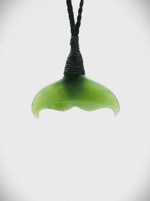 Moko Pounamu Whales Tail NZ Genuine Kahurangi Greenstone - Otaitai