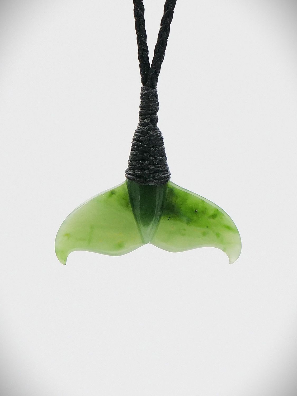 Moko Pounamu Whales Tail NZ Genuine Kahurangi Greenstone - Pukeokahu
