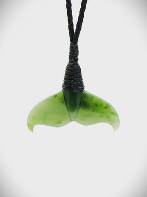 Moko Pounamu Whales Tail NZ Genuine Kahurangi Greenstone - Pukeokahu