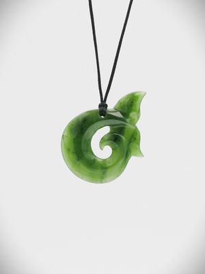 Moko Pounamu Whales Tail NZ Genuine Kawakawa Greenstone - Omakere