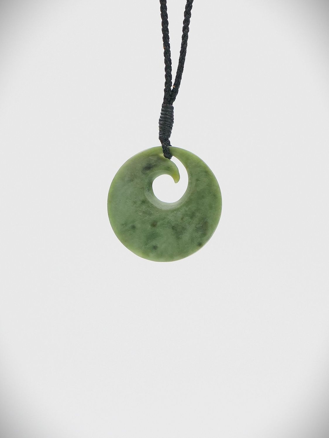 Moko Pounamu Porohita (Disc) Koru NZ Genuine Kokopu Greenstone  - Otekiho