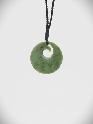 Moko Pounamu Porohita (Disc) Koru NZ Genuine Kokopu Greenstone  - Otekiho