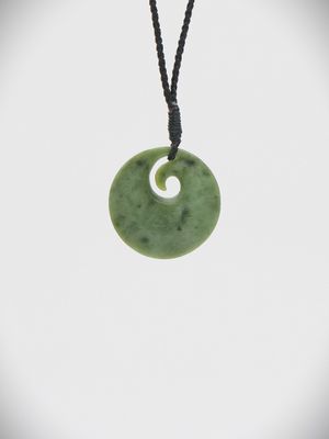 Moko Pounamu Porohita (Disc) Koru NZ Genuine Kokopu Greenstone  - Waimiro