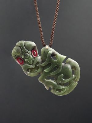 Moko Pounamu Hei Tiki NZ Genuine Totoweka Greenstone - Wingatui