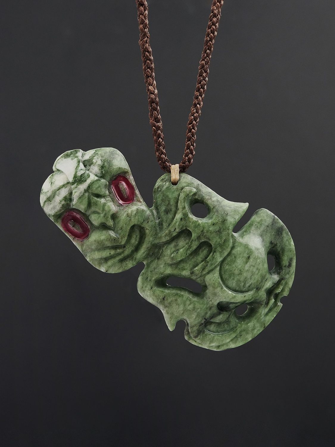 Moko Pounamu Hei Tiki NZ Genuine Auhunga Greenstone - Pourerere