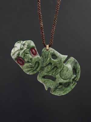 Moko Pounamu Hei Tiki NZ Genuine Auhunga Greenstone - Pourerere