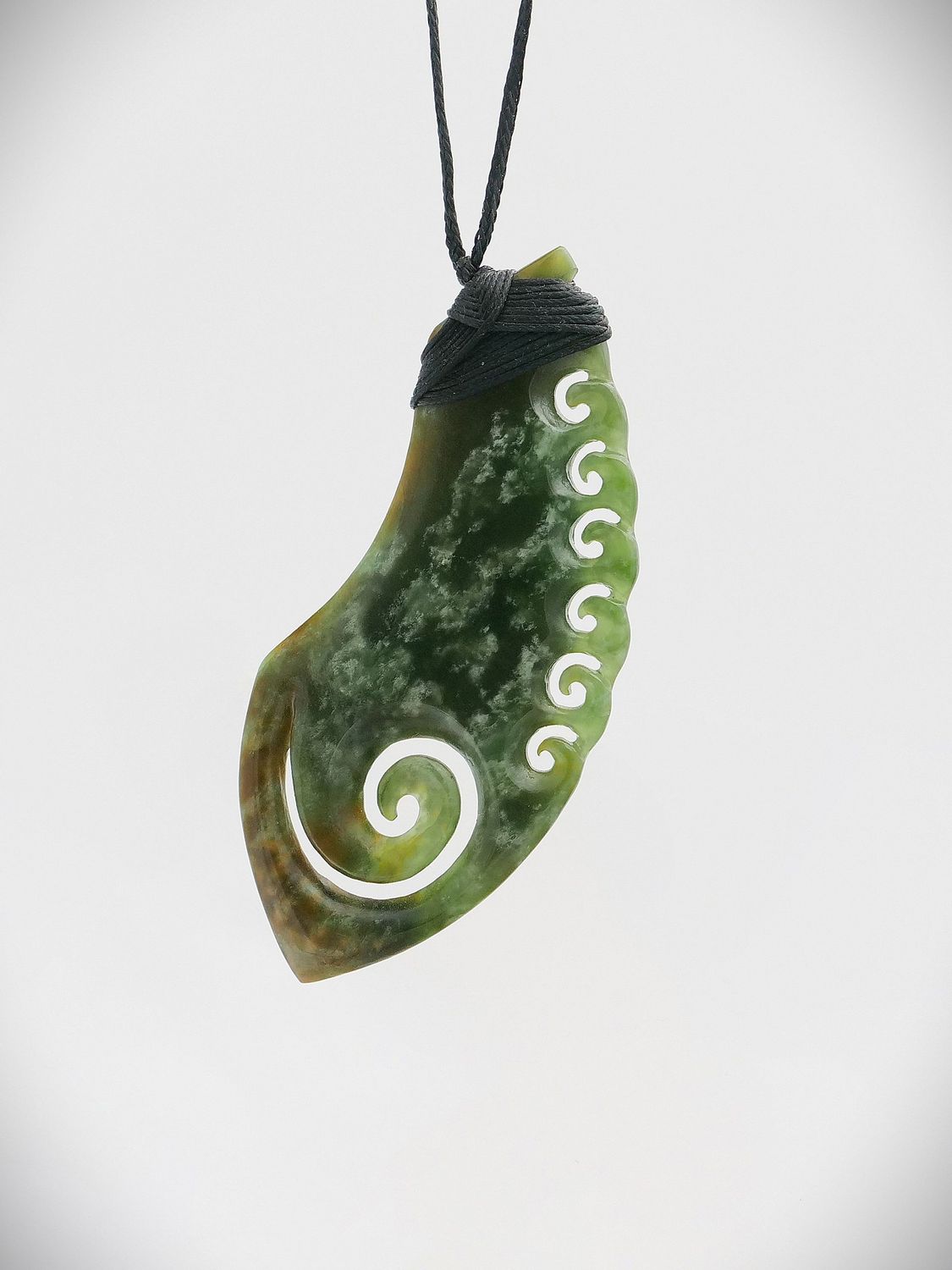 Moko Pounamu Contemporary Design NZ Genuine Kahotea Flower Greenstone - Maharakeke