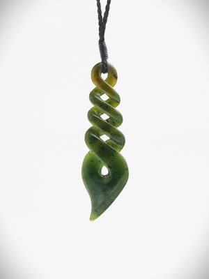 Moko Pounamu Quadruple Pikorua NZ Genuine Kawakawa Greenstone - Moeraki