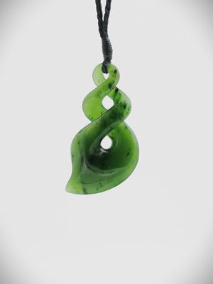 Moko Pounamu Double Pikorua (Twist) NZ Genuine Kahurangi Greenstone - Horomaka