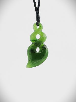Moko Pounamu Double Pikorua (Twist) NZ Genuine Kahurangi Greenstone - Mangaorapa