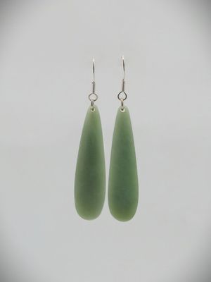Moko Pounamu NZ Inanga Greenstone & Sterling Silver Earrings - Tarata