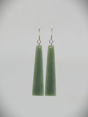 Moko Pounamu NZ Inanga Greenstone & Sterling Silver Earrings - Ratapiko