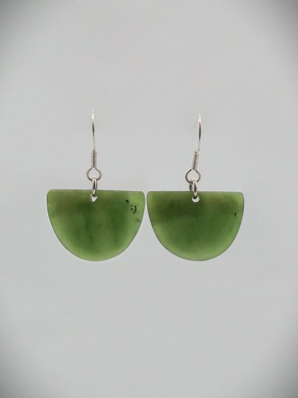 Moko Pounamu NZ Kawakawa Greenstone & Sterling Silver Earrings - Toko