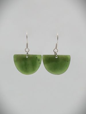 Moko Pounamu NZ Kawakawa Greenstone & Sterling Silver Earrings - Toko